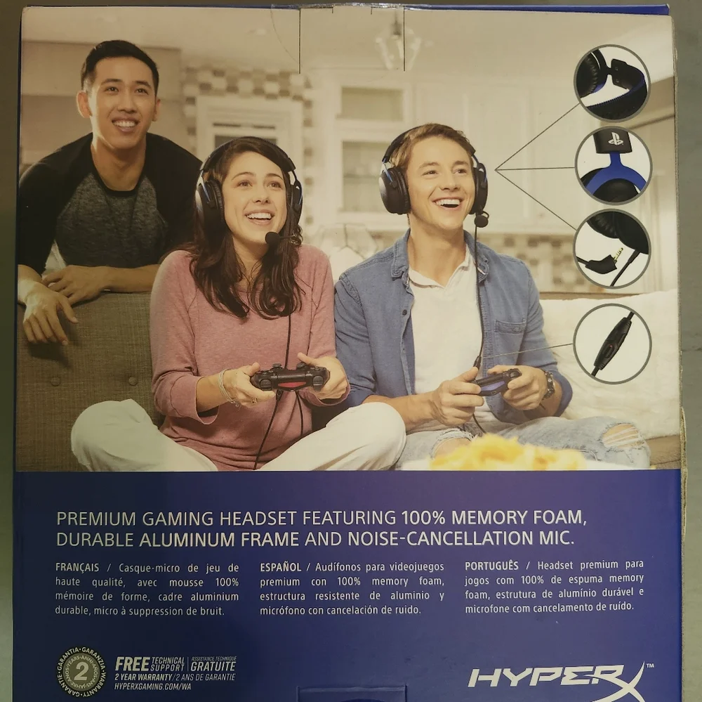 Hype Cloud Gaming Headset Black and Blue with Detachable Microphone